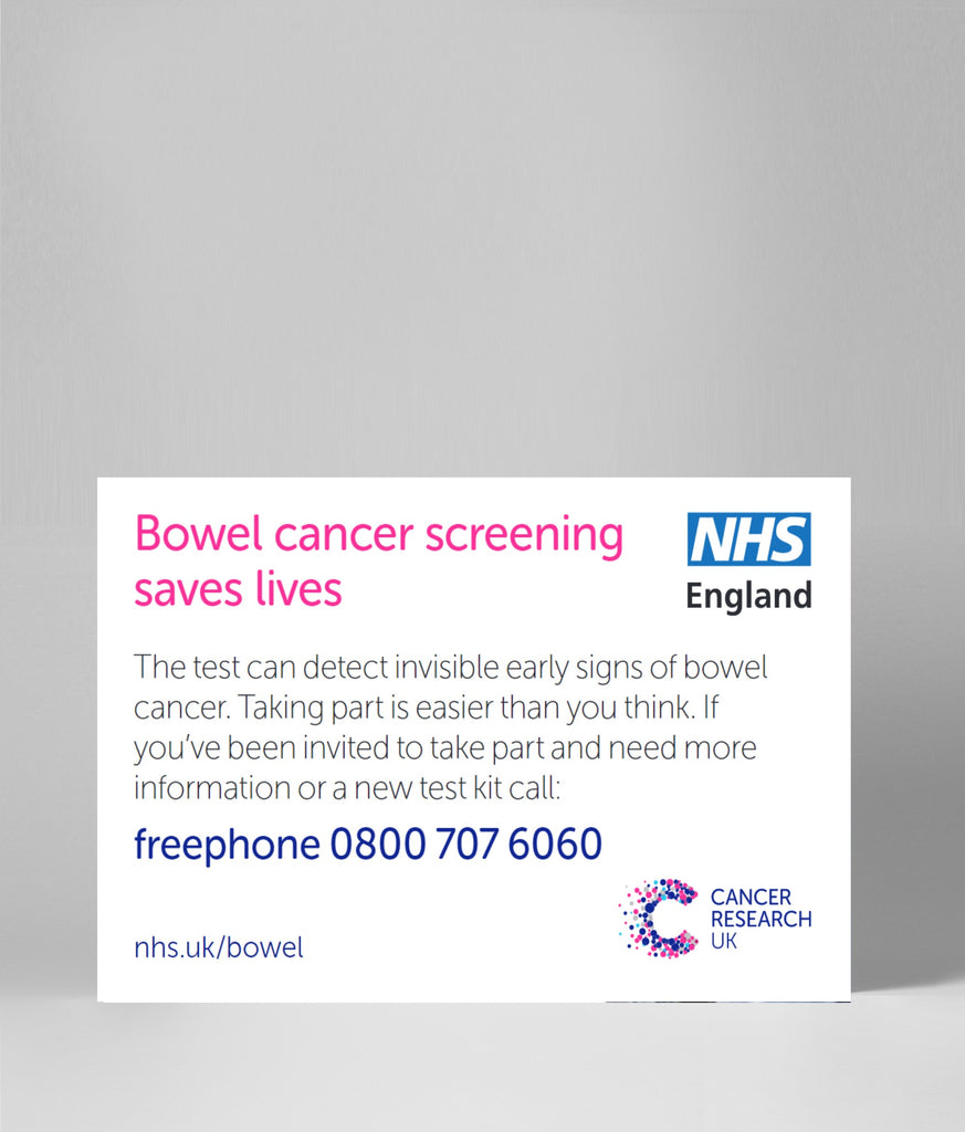 Bowel cancer screening info card - England